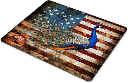 Square Mouse Pad Colorful Peacock and National Flag-7,Gaming Mouse Pads for Desk,Soft Computer Waterproof Non-Slip Mouse Mat