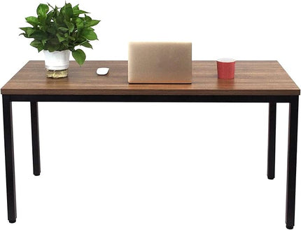 BIBOC 24X55 inches Computer Desk/Dining Table, Office Desk, Composite Wood Board Sturdy Writing Workstation for Home Office Walnut and Black Legs