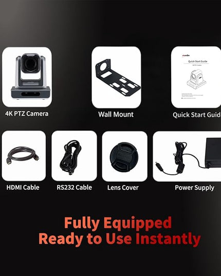 zowietek 4K PTZ Camera PoE, 25X Optical Zoom, Simultaneous HDMI and SDI Output, USB Out for Conference, RTSP/RTMP(s)/SRT, Standalone IP Live Streaming to YouTube for Meeting, Church, Event