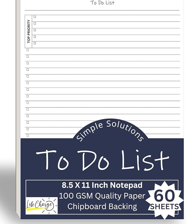 TO DO List Planner Notepad, 60 Page Planning Pad. Undated ToDo Checklist w/Priority & Note Sections. Organize & Track Projects, Clients or Daily Tasks. 8.5 X 11, A4 Tear Sheets.