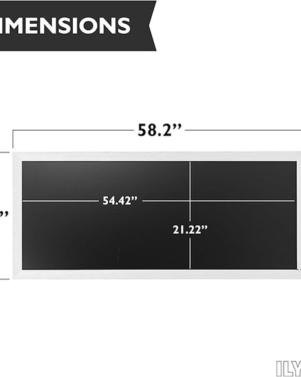 Ilyapa Extra Large Magnetic Chalk Board for Wall - Hanging Sandwich Menu Signs for Restaurant, Cafe, Food Truck, or Kitchen - 58x25 Inches - White