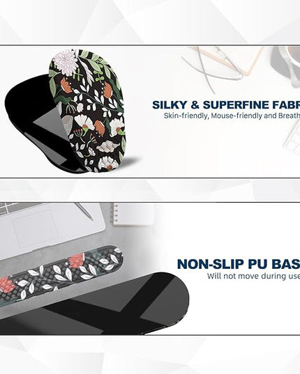 Ergonomic Mouse Pad and Keyboard Wrist Rest with Massage Design, Space-Saving Mouse Pad Wrist Support, Memory Foam Wrist Rest with Non-Slip PU Base for Computer Desk, Multiflora