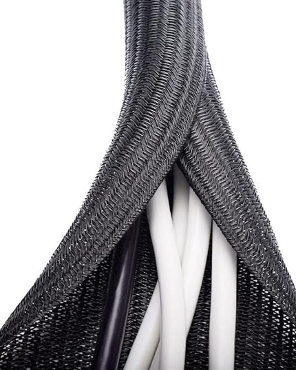 ZhiYo 6.6ft - 1 inch Cable Sleeve, Cord Wrap Wire Protector Tubing for Pets, PC Cable Wrap, Computer Cable Management Sleeve - Black