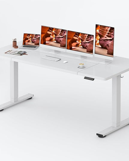 Adjustable Standing Desk, Large 79x31 Inches Standing Desk with Cable Management, Height Adjustable Home Office Computer Desk with Memory Preset& Cup Holder, White