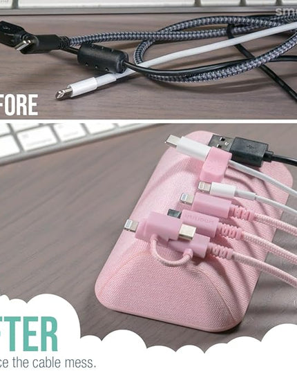 Smartish® Magnetic Cord Holder - Bigger Cable Wrangler Stocking Stuffer Organizer with Magnet Clips for Charger Management on Desktop, Nightstand - Holds 6+ Cables - I'm Blushing