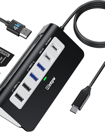 9-in-1 USB-C Docking Station - 4K HDMI, PD 100W, 3 Type A/C 3.0 5Gbps, 2 Type-A 2.0, SD/TF, Aluminum USB C Hub Compatible with MacBook, iPad, iPhone 16/15