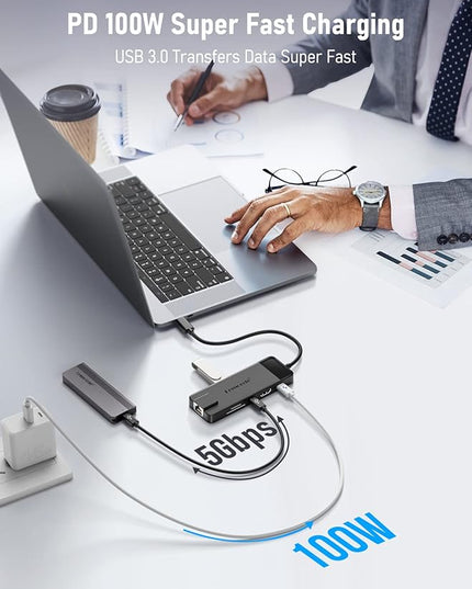 Lemorele USB C Hub Multiport Adapter 10-in-1 USB C Dongle for MacBook Pro Air, Gigabit Ethernet with 4K HDMI, 100W PD, USB 3.0 5Gbps Port, SD/TF Card Reader Adapter, Compatible for Windows/Mac/iPad…