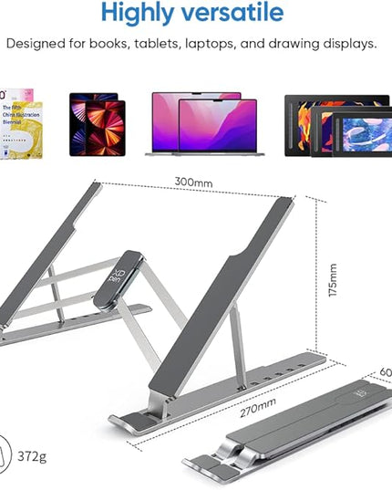 XPPen Drawing Tablet Stand for Desk,Silver Portable Holder for Graphics Tablet&Pen Display, Aluminum Computer Riser Compatible with 10 to 15.6 Inch Laptops and Drawing Tablets,Portable and Adjustable