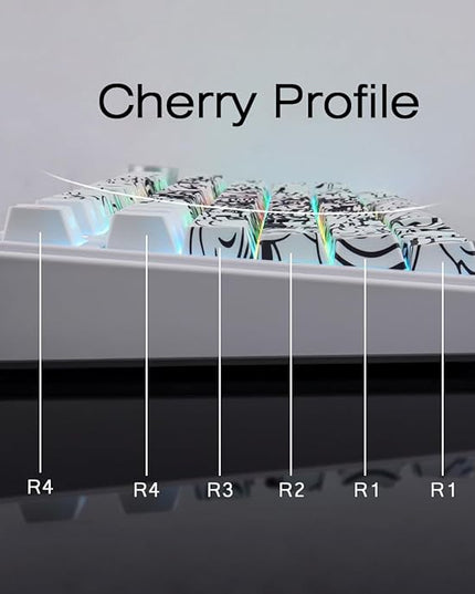 Tsungup PBT Keycaps,138 Keys Custom Cool Dragon Pattern Side Printed Keycaps,Cherry Profile Key Caps Keyboard Keycap Set for 60% 65% 75% 80% 100% MX Switches Mechanical Keyboard(White)