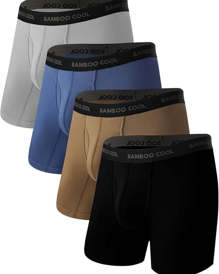BAMBOO COOL Men's Ultra Breathable Underwear,No Riding Up Boxer Briefs with ComfortFlexible Waistband,Multipack