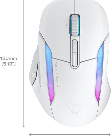 Turtle Beach Kone II Air Wireless RGB Gaming Mouse, 350-Hr Rechargeable Battery, 26000 DPI Optical Sensor, 100M Click Optical Switches, 21 Customizable Inputs, Ergonomic, 4D Scroll Wheel– Arctic White