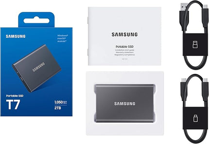SAMSUNG T7 Portable SSD, 1TB External Solid State Drive, Speeds Up to 1,050MB/s, USB 3.2 Gen 2, Reliable Storage for Gaming, Students, Professionals, MU-PC1T0H/AM, Blue