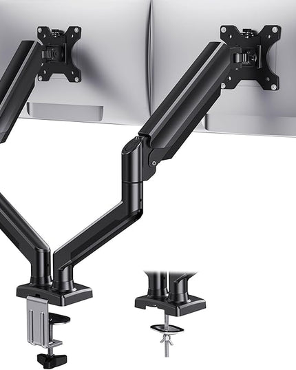 HUANUO Dual Monitor Mount for 2 Monitors up to 32 inches, Each Arm Holds Max 22lbs, Dual Monitor Stand with Advanced System, Height-Adjustable/Tilt/Swivel/Rotate, VESA Standard 75mm or 100mm