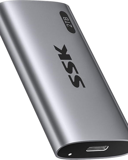 SSK 2TB SSD External Hard Drive, Portable SSD Up to 550MB/s Fast Solid State Drives, External Drive USB 3.2 Gen2 SSD for iPhone 15/Pro, Windows, Mac, Android with LED Light, Trim, Smart Supported