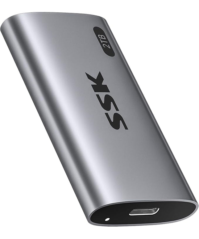 SSK 2TB SSD External Hard Drive, Portable SSD Up to 550MB/s Fast Solid State Drives, External Drive USB 3.2 Gen2 SSD for iPhone 15/Pro, Windows, Mac, Android with LED Light, Trim, Smart Supported