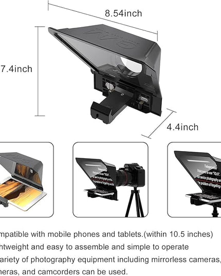 GVM Teleprompter Portable for iPad, Tablet, Smartphone & DSLR Cameras, Teleprompter Kit with Remote Control & Flexible Holder, teleprompter for Smartphone APP Compatible with iOS/Android