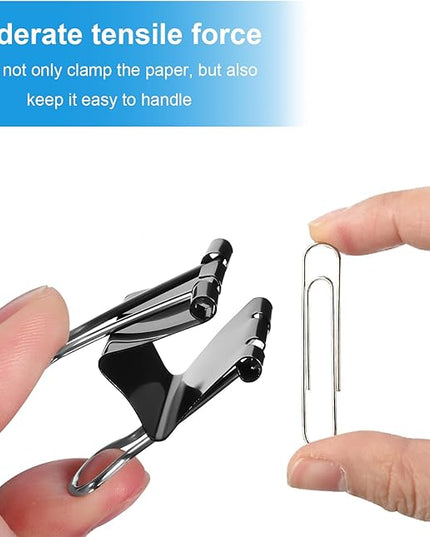 340 PCS Paper Clips and Binder Clips Assorted Sizes, Large Medium Small Silver Paperclips&Black Binder Clip Set for Home&School&Office Document Organizing,Supplies Desk Essentials in Container