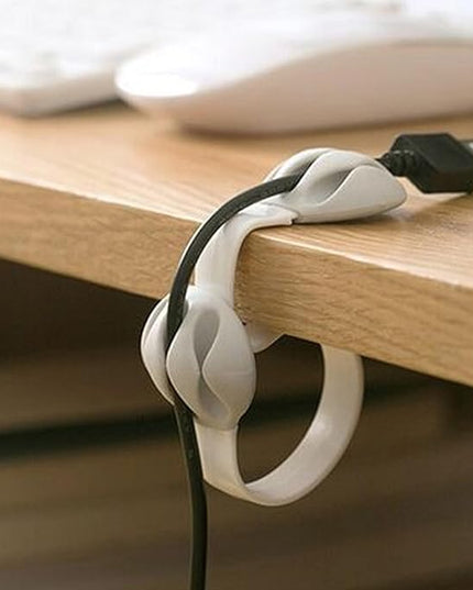 Coralpearl Desk Cable Drop Clips Non-Adhesive, Table Cord Stay Holder Weighted, Small Wire Management Clamp Removable, Silicone Tidy Organizer Keeper for Phone Computer Chargers (2 White)