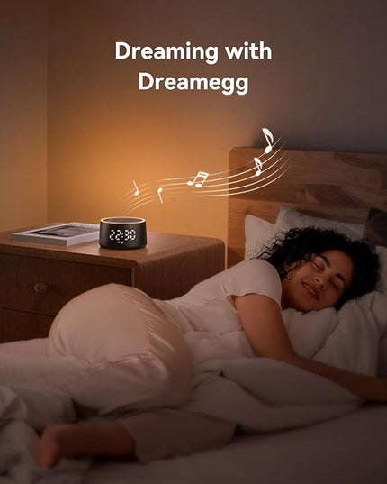 Dreamegg Sound Machine for Sleep - D1 Nova White Noise Sound Machine for Baby Adult with Alarm Clock, Soothing Sounds, Dimmable, White Noise Alarm Clocks for Bedrooms Heavy Sleepers Travel, Black