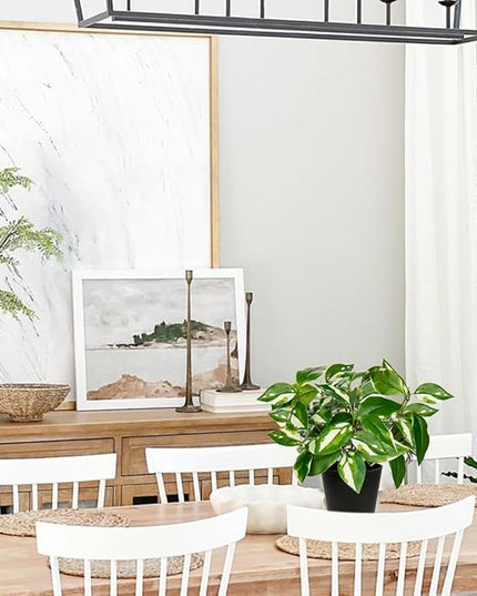 Oairse Artificial Plants Indoor Small Fake Plants in Pots Faux Pothos N‘ Joy Potted Plant Fake Indoor Plants with Black Pots for Bathroom Living Room Office Desk Shelves