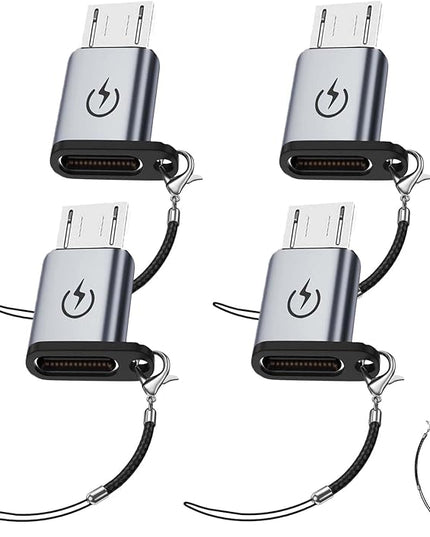 USB C to Micro USB Adapter (4 Packs), ，Micro USB to Type-C Adapter，Supports 18W Fast Charging, Does not Support OTG Connection, Such as Headphones, External Hard Drives, Keyboards