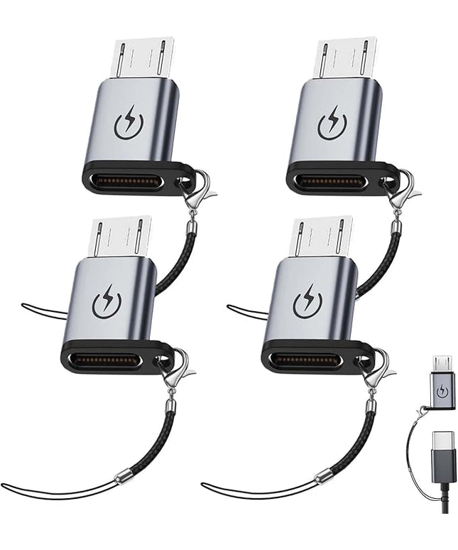 USB C to Micro USB Adapter (4 Packs), ，Micro USB to Type-C Adapter，Supports 18W Fast Charging, Does not Support OTG Connection, Such as Headphones, External Hard Drives, Keyboards