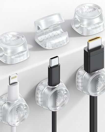 6Pack Cord Organizer, Office Desk Accessories - Lamicall Clear Cable Management Clips, Home Workspace Chritsmas Organization Accessories, Nightstand Desk Decor, Dorm Room Desktop Gadget Essentials