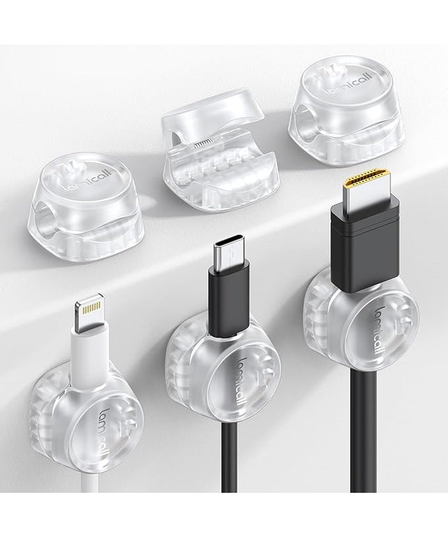 6Pack Cord Organizer, Office Desk Accessories - Lamicall Clear Cable Management Clips, Home Workspace Chritsmas Organization Accessories, Nightstand Desk Decor, Dorm Room Desktop Gadget Essentials