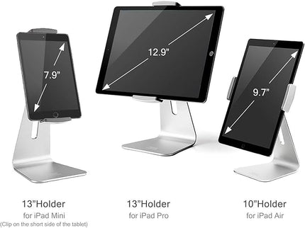 Viozon iPad Pro Stand, Tablet Stands 360° Rotatable Aluminum Alloy Desktop Mount Stand Compatible with 7-13inch iPad Pro iPadAir iPad Mini Surface and Surface Pro (Silver General)