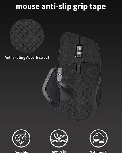 Mouse Grip Tape Full Coverage for Logitech MX Master 4 Wireless Gaming Mouse,Self-Adhesive PreCut Sweat-Resistant Professional Mice Upgrade Kit - Black
