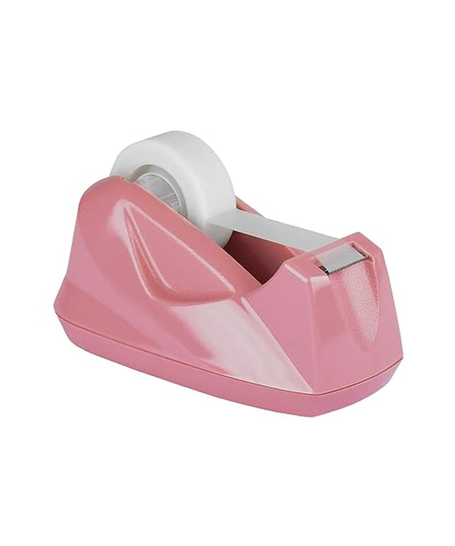 Acrimet Premium Desktop Tape Dispenser, Plastic, Non-Skid Base (Heavy Duty) (Pink Color)