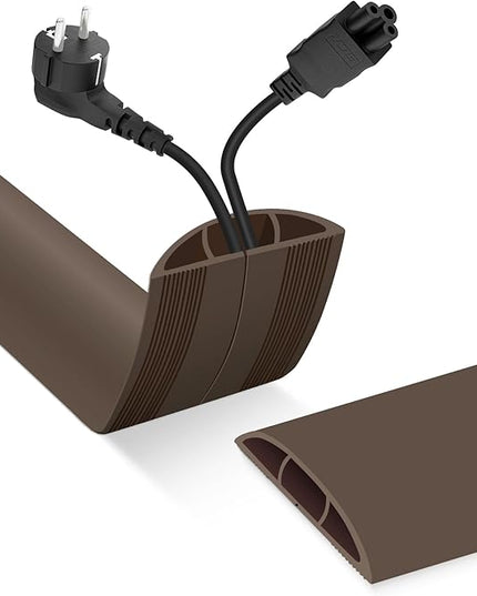 Floor Cord Cover, Cable Protector, 0.63W x 0.31H inches, Wire Cover for Extension Cords, Floor Cable Covers Prevent Cable Trips (Brown, 50-3 Feet)