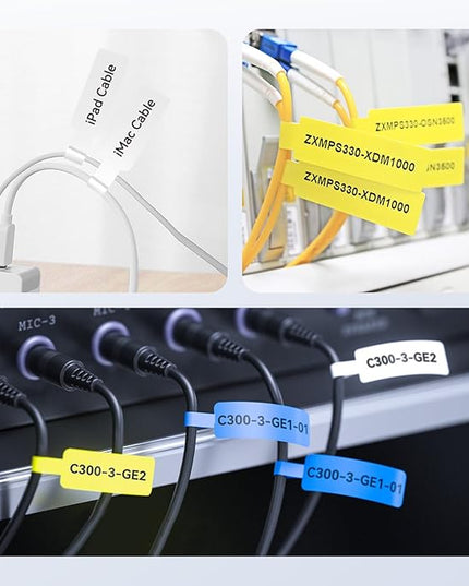 NIIMBOT Cable Label Tape for D110/D11/D101 Label Maker, 12.5 x 109 mm (0.49'' x 4.29''), 3 Rolls for Red Yellow Blue, Thermal Label Tape for Home Office Labeling Tape Replacement
