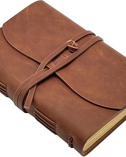 Dark Brown Notebook Journal - Leather Journals for Writing Small Size Diary 5.5x7.5 Inch, Notepad For Women and Man, Gifts,Work,Travel