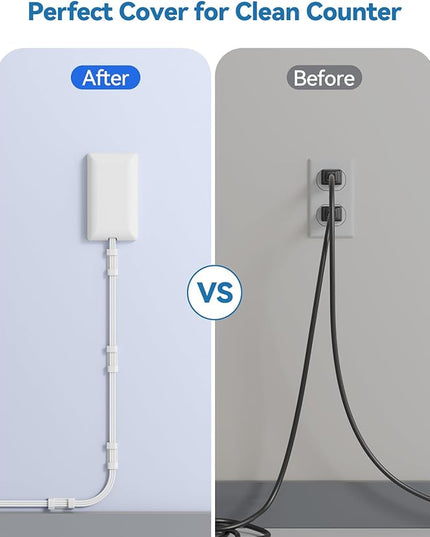 10FT Extension Cord with Outlet Cover & Multi USB, Ultra Thin Outlet Concealer with Cord & 12AC Outlet 6 USB (24W/4.8A), Charging Station for Multiple Devices, for Behind Wall Furniture Couch TV