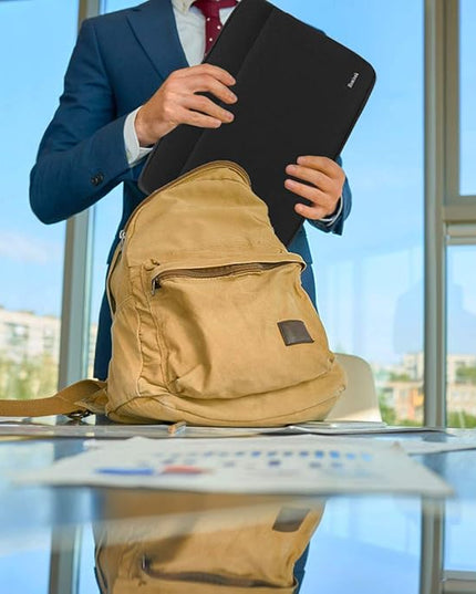 Laptop Case Sleeve 15.6 inch, Shockproof Protective Notebook Case with Accessory Pocket, Briefcase Carrying Laptop Cover for 15.6" HP, ASUS, Dell, Lenovo, Acer, Black
