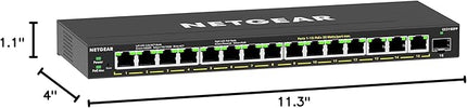NETGEAR 16-Port PoE Gigabit Ethernet Easy Smart Managed Essentials Switch (GS316EPP) - Managed, with 15 x PoE+ @ 231W, 1 x 1G SFP Port, Desktop or Wall Mount