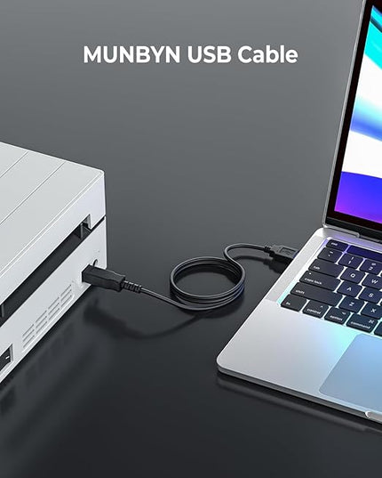 MUNBYN USB Cable, Black USB Cord for 130B, 941B, and P941 Thermal Printers, and Other Shipping Label Printers