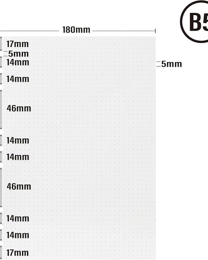 90 Sheets Planner Refill Paper, 255x180mm, 5mm Dotted Inserts Paper B5 9 Holes Binder Grid Notepaper for Filofax Bullet Journals Diary