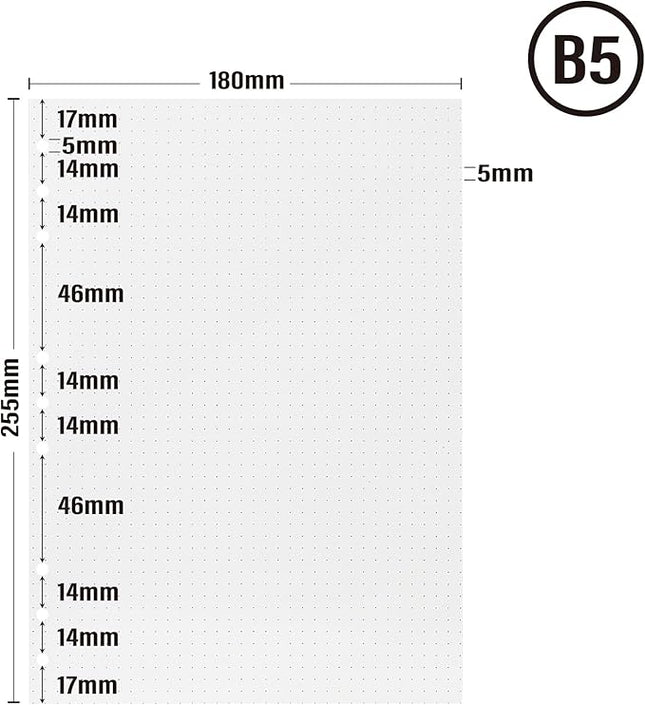90 Sheets Planner Refill Paper, 255x180mm, 5mm Dotted Inserts Paper B5 9 Holes Binder Grid Notepaper for Filofax Bullet Journals Diary
