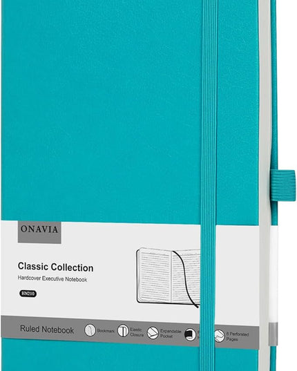 Lined Journal Notebooks for Work, Travel, College, A5 Size 100 GSM Thick Paper, Classic Ruled Journaling Notebook, Hardcover Notepad for Writing 160 Pages, 5.5 x 8.3 inch, Turquoise