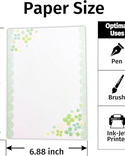 Iyo Washi Stationery Paper Flower Print 15 Sheets x 3 Book Set (9.7 x 6.9 inch), Made in Japan, Japanese Paper, Printable, Inkjet Printer, for Letter Writing, Greeting Card