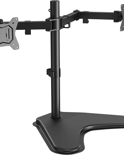 ErGear Freestanding Dual Monitor Stand for 2 Screens up to 32 inch, Heavy Duty Monitor Mount Holds Max 17.6 lbs per Arm, Height Adjustable Gaming Monitor Stand for Desk, VESA 75x75/ 100x100mm, Black