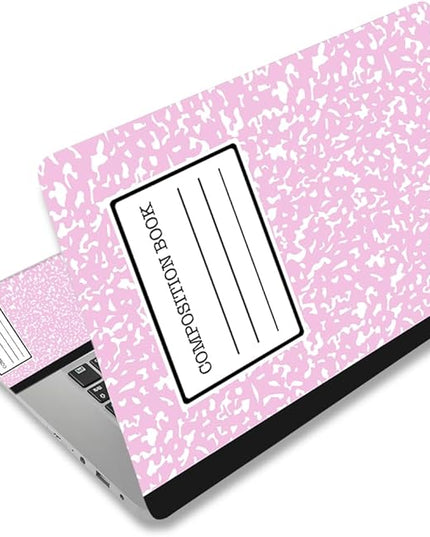 Laptop Skin Sticker Decal,12" 13" 13.3" 14" 15" 15.4" 15.6 inch Laptop Vinyl Skin Sticker Cover Art Protector Notebook PC (2 Wrist Pad Skins Included), Decorative Waterproof, Pink Composition Book