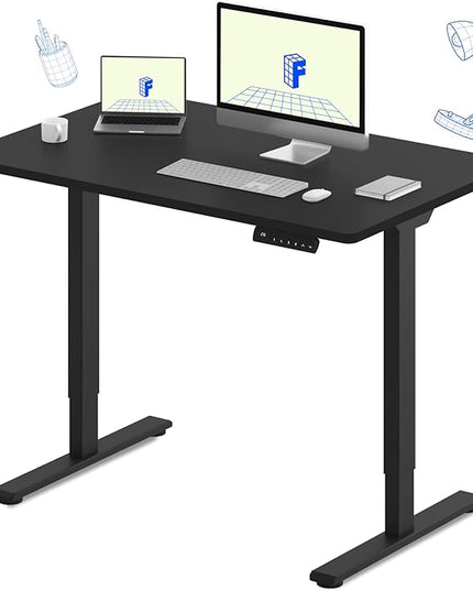 FLEXISPOT E3 Dual Motor Electric Standing Desk 48 x 24 Sit Stand Up Desk, Holds 220 lbs, Adjustable Height w/ Memory Presets, One-Piece Black Desktop & Black Frame, Ships in 2 Boxes