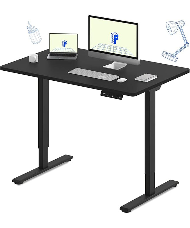 FLEXISPOT E3 Dual Motor Electric Standing Desk 48 x 24 Sit Stand Up Desk, Holds 220 lbs, Adjustable Height w/ Memory Presets, One-Piece Black Desktop & Black Frame, Ships in 2 Boxes