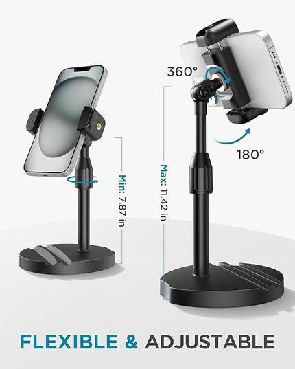 InnoGear Webcam Mount for Desk, Table Telescopic Webcam Stand with Phone Holder for Camera Webcam C922 C930e C920S C920 C615 C960 C920x BRIO 4K NexiGo N60, Right Light, GoPro with 1/4" Thread