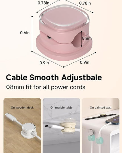 Magnetic Cable Clips, Adjustable Cord Holder Management, Adhesive Wire Keeper Organizer for Home Office Desk Phone PC Car Wall Desktop Nightstand Appliance (9-PCS White_Purple_Cyan_Apricot)