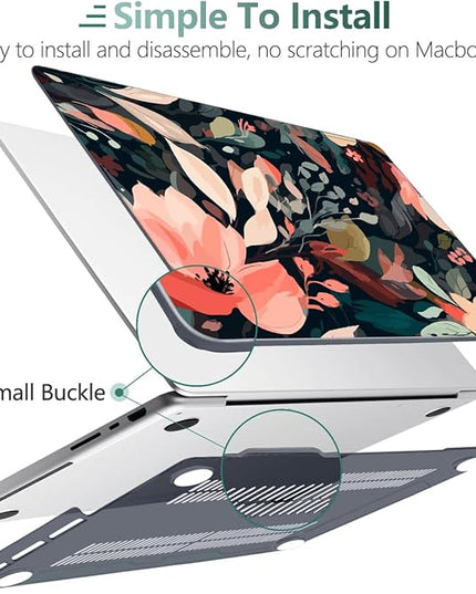 DONGKE Case for M5 MacBook Pro 14 inch 2025 2024-2021 M4 M3 M2 M1, Plastic Hard Shell Cover Compatible with A3434 A3112 A3401 A3185 A2992 A2779 A2442, Retina XDR Display & Touch ID, Painted Florals