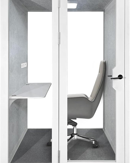 Soundproof Office Pod Booth, Quiet Meeting Pod with Acoustic Panels, Portable Modular Pod, Privacy Booth for Private Phone Calling, One to Two Person Workspace with Sound Isolation W55in D48in H92in